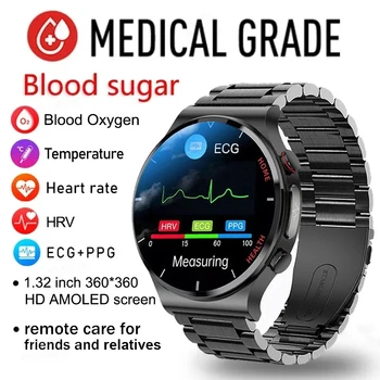 2023 חדש Smartwatch הסוכר בדם, שומנים בדם, לחץ הדם, טמפרטורת הגוף הבריאות ניטור חכם שעונים לגברים, נשים השעון