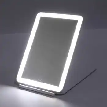 3 צבעים אור מראת איפור מתקפלת נטענת שולחן במראה נייד Mini LED מראת איפור לנסיעות לשימוש ביתי