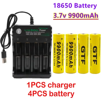 Batterie ליתיום-יון נטענת 100% 18650 3.7 V 9900mAh לשפוך lampe דה poche Led ונטה en גרוס, avec chargeur usb