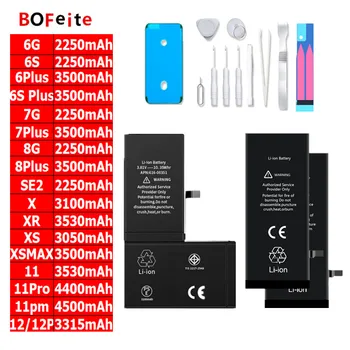 BoFeite סוללה מקורית לאייפון 6S iPhone7 iPhone8 החלפת קיבולת גבוהה Bateria עבור iPhone 8 פלוס X XR XS מקס 11 12 13