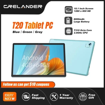 CRELANDER T20 מחשב לוח 10 אינץ אוקטה Core 4GB RAM 64GB ROM 8000mAh סוללה 2.4 G+5G WiFi Bluetooth אנדרואיד 5.0 11 לוח