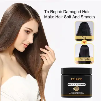 EELHOE מסיכת שיער קרטין קסום שיער רך טיפול בריאות השיער, טיפוח יופי לתיקון יובש, מחליק תלתלים 50ml X5K7
