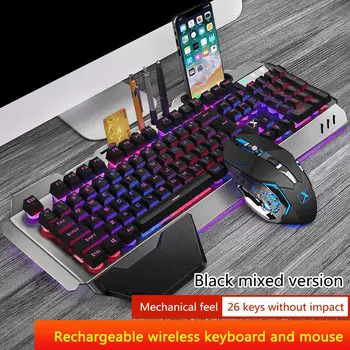 K680 Wireless Gaming Keyboard Mouse Rgb תאורה אחורית מתכת לוח נטענת גיימר עכבר מקלדת עמיד למים להגדיר