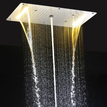 LED מודרנית תקרת המקלחת מוטבע עיסוי גשמים מפל ברז מקלחת אביזרי אמבטיה גדול תקורה Panel700*380MM