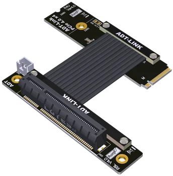 M. 2 מפתח-מ NVMe SSD כדי PCIe 4.0 X8 להסתובב 90 מעלות בזווית אנכית כבל מאריך M. 2 NVMe קמה מתאם ללכוד LAN SSD GPU של כרטיס
