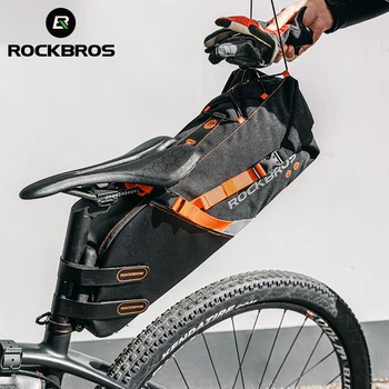 ROCKBROS אופניים שקיות עמיד למים MTB כביש אופניים אחורי תיק 10L גדול קיבולת מטען נסיעות אופני אחסון רכיבה על אופניים שקית אביזרים