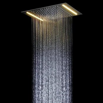 אביזרי אמבטיה LED מקלחת ראש אל חלד 304 מוטבע התקרה גשם ממעל לוח 360x500mm המראה סיים ברזים