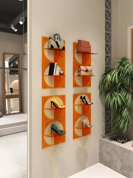 אישית חנות נעליים צחצוח rack תצוגת חנות בגדים יצירתיים rack תצוגת נעליים התיק הקיר מתלה רב תכליתיים לתצוגה המונית