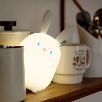 ארנב חמוד לילה אור טעינת USB אווירה מתנה סיליקון Pinchable LED אור חמים תזמון המיטה הנקה