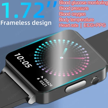 דם חדש גלוקוז מטר שעון חכם גברים א. ק. ג. קצב הלב, לחץ הדם, טמפרטורת בריאות Tracker השעונים החכמים עבור Huawei Xiaomi