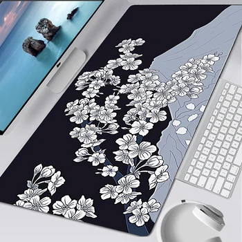 יפן סאקורה משטח עכבר שחור ואפור גדול Mousepad אישית נייד גיימר שולחן מחשב מחצלת משחקים אבזרים משלוח חינם