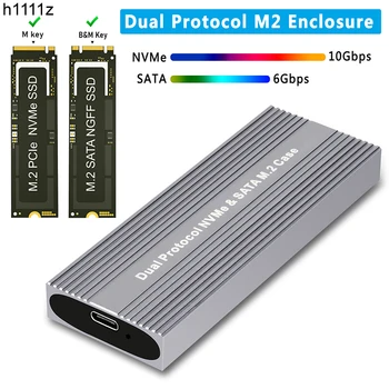 כפול פרוטוקול SSD מקרה גדרה מ. 2 SATA NVME SSD חיצוני במקרה JMS581D שבב כלי חינם עבור/M B+M מפתח 2230 2242 2260 2280 M2 SSD