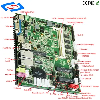 מוטבע Mainboard מידע N2800 מעבד עם 2G ram 2xLAN 6xCOM תעשייתי במחשב x86 מיני לוח האם
