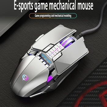 מתכת עכבר המשחקים V710 עכבר מחשב במשרד קווי זוהר המשחקים כסף פרימיום עכבר עמיד 3D גלגל גלילה מגניב LED