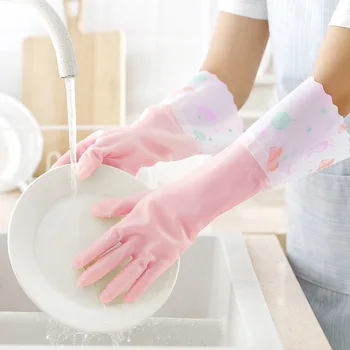 ניקוי כפפות ארוך, כפפות גומי כלי מטבח עמיד במים לשטיפת כלים מנקה צלחת כביסה עבור משק הבית Scrubbe הדיר