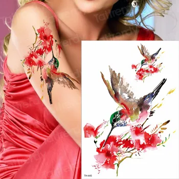 קעקוע זמני של נשים יונק הדבש שרוול קעקוע צבע מים tatouage temporaire כנפיים קעקוע הזרוע דפוס קעקוע יער קעקועים