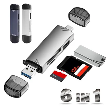 רכזת USB USB 3.0 קורא כרטיסי SD TF כרטיס קורא כרטיסי זיכרון 6 ב-1 מהירות גבוהה חכם Cardreader מתאם למחשב נייד אביזרים