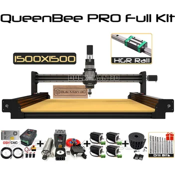 שחור 1500x1500mm QueenBee PRO מכונת CNC מלא ערכת מסילות ליניארי שדרוג CNC נתב 4Axis כרסום חרט BulkMan 3D