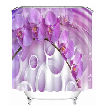 תלת ממדים גיאומטריים וילון מקלחת באיכות גבוהה צמח פרח הדפסה עמיד למים לאמבטיה וילונות אמבטיה עיצוב עם ווים